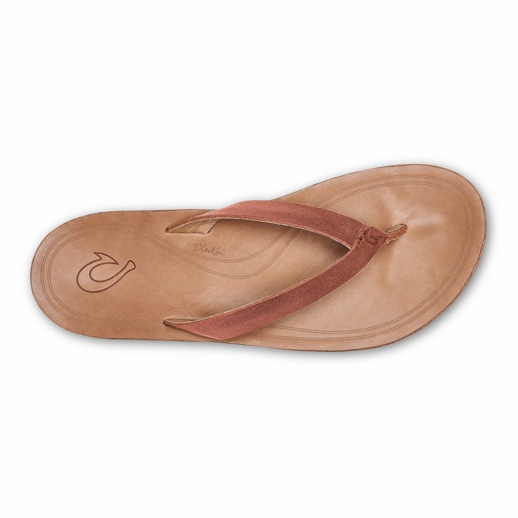 Olukai Women's Nonohe Flip Flop - Cedarwood / Golden Sand US751-860